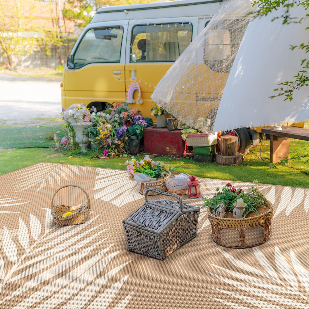 GENIMO Outdoor Rug 10'x14' displayed on patio flooring