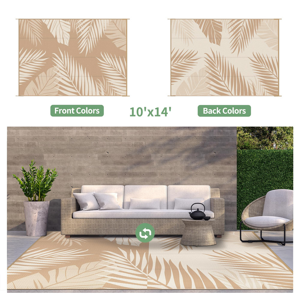 GENIMO Outdoor Rug 10'x14' side view showcasing double-sided pattern