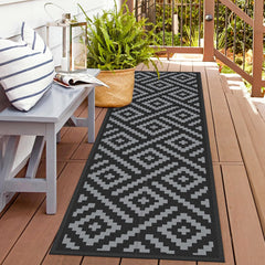 GENIMO Outdoor Rug 2.5'x8' black grey front view