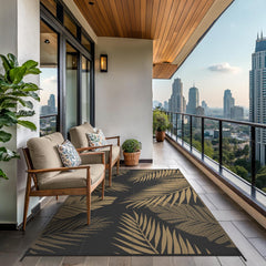 GENIMO Outdoor Rug 4'x6' Black Brown close-up texture