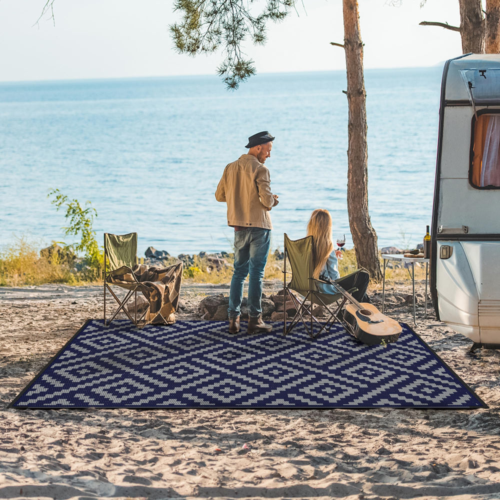 GENIMO Outdoor Rug 5'x8' Blue Grey reversible side