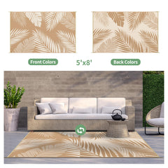 GENIMO Outdoor Rug 5'x8' brown beige double-sided pattern detail