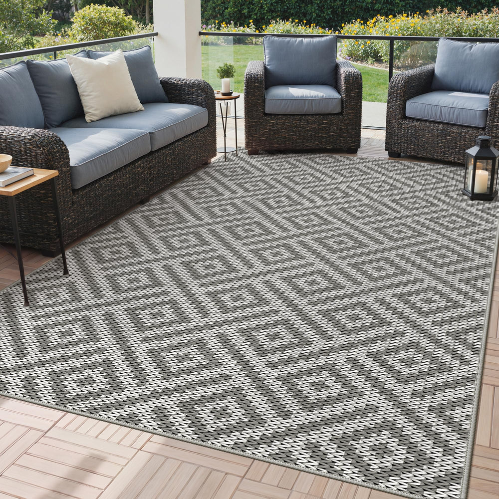 GENIMO Outdoor Rug 5'x8' cloud grey front view