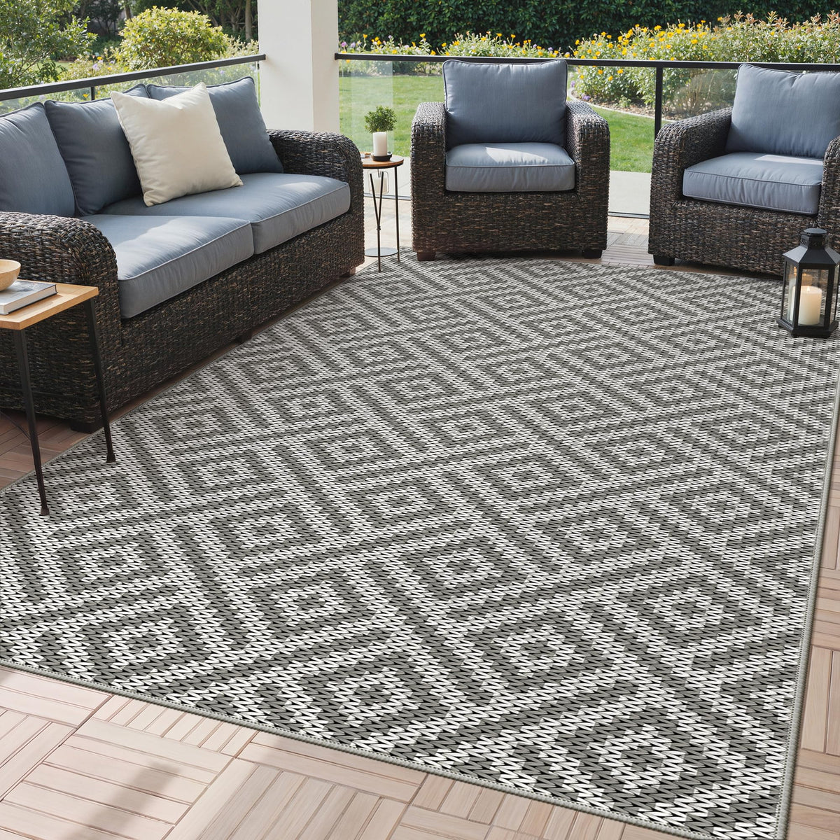 GENIMO Outdoor Rug 5'x8' cloud grey front view