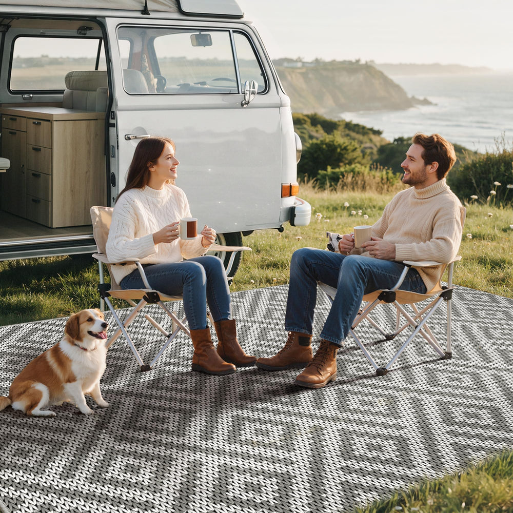 GENIMO Outdoor Rug 5'x8' cloud grey on patio