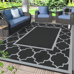 GENIMO Outdoor Rug 5'x8' in black and grey design