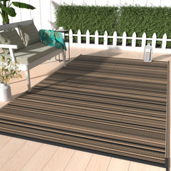 GENIMO Outdoor Rug 5'x8' light brown geometric pattern front view