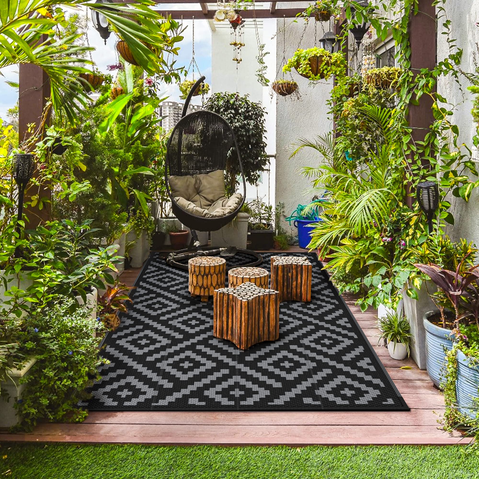 GENIMO Outdoor Rug 5'x8' non-slip backing