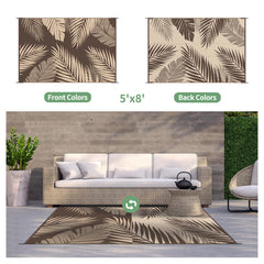 GENIMO Outdoor Rug 5'x8' reverse side view showcasing the double-sided pattern