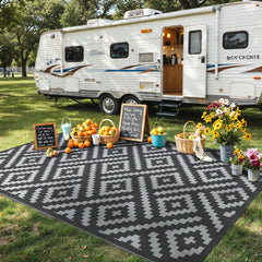 GENIMO Outdoor Rug 5'x8' rolled for storage with carry bag