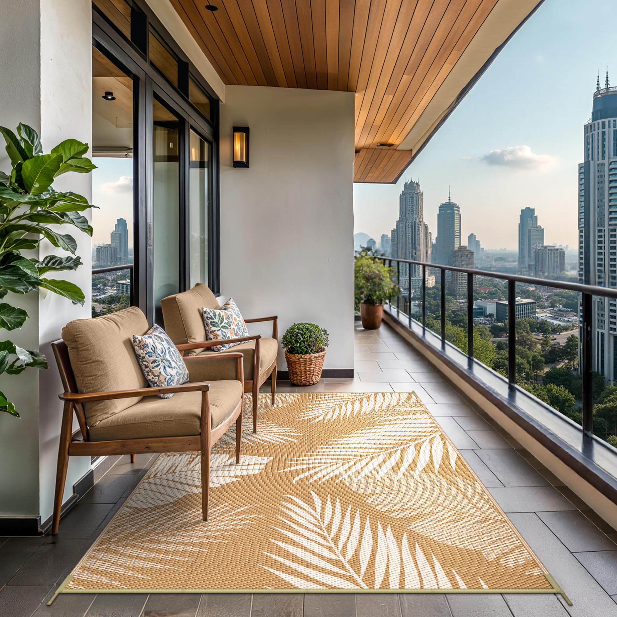 GENIMO Outdoor Rug 5'x8' waterproof and easy to clean feature