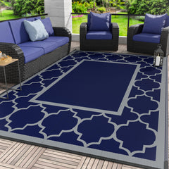 GENIMO Outdoor Rug 6'x9' blue grey front view