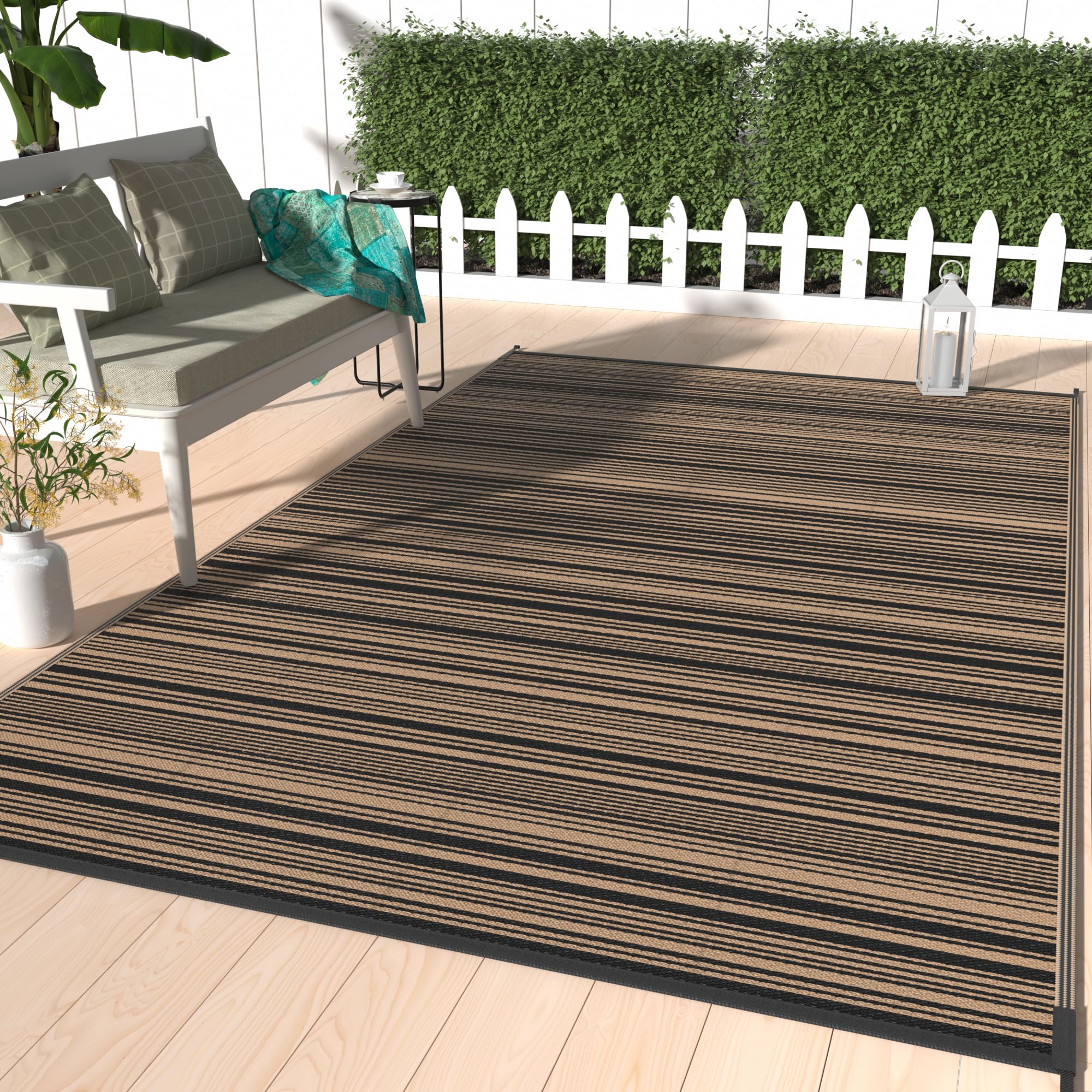 GENIMO Outdoor Rug 6'x9' Light Brown front view