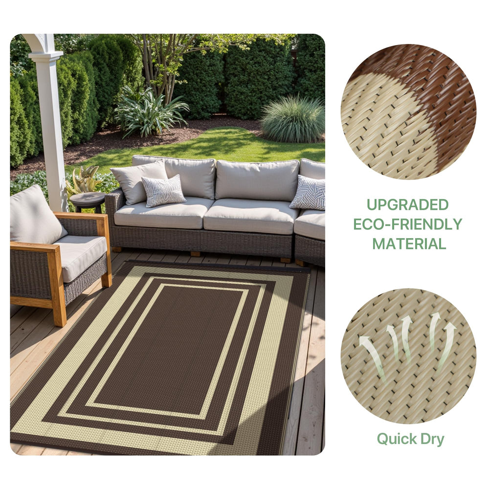 GENIMO Outdoor Rug 6'x9' mocha beige close-up of pattern