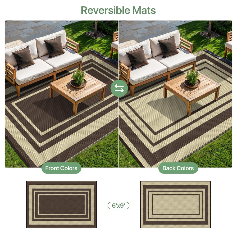 GENIMO Outdoor Rug 6'x9' mocha beige folded for storage