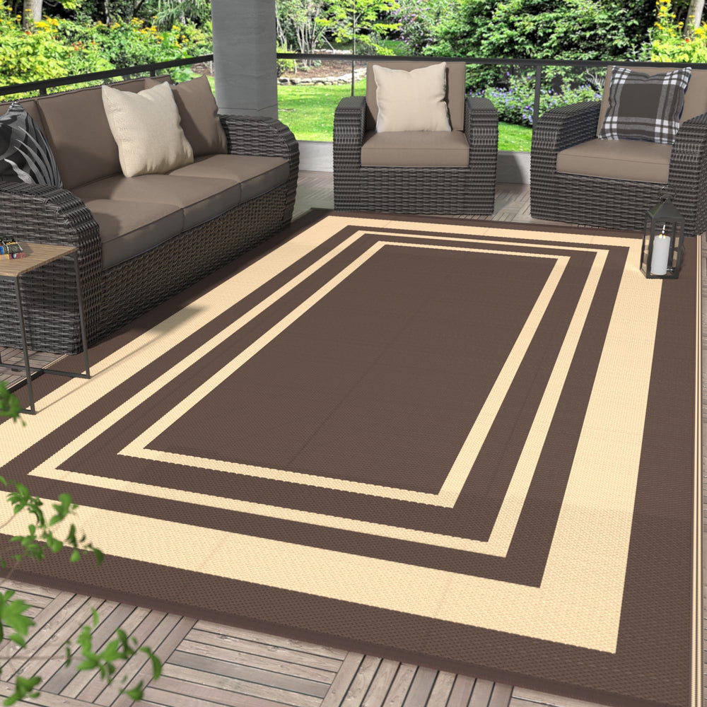 GENIMO Outdoor Rug 6'x9' mocha beige front view