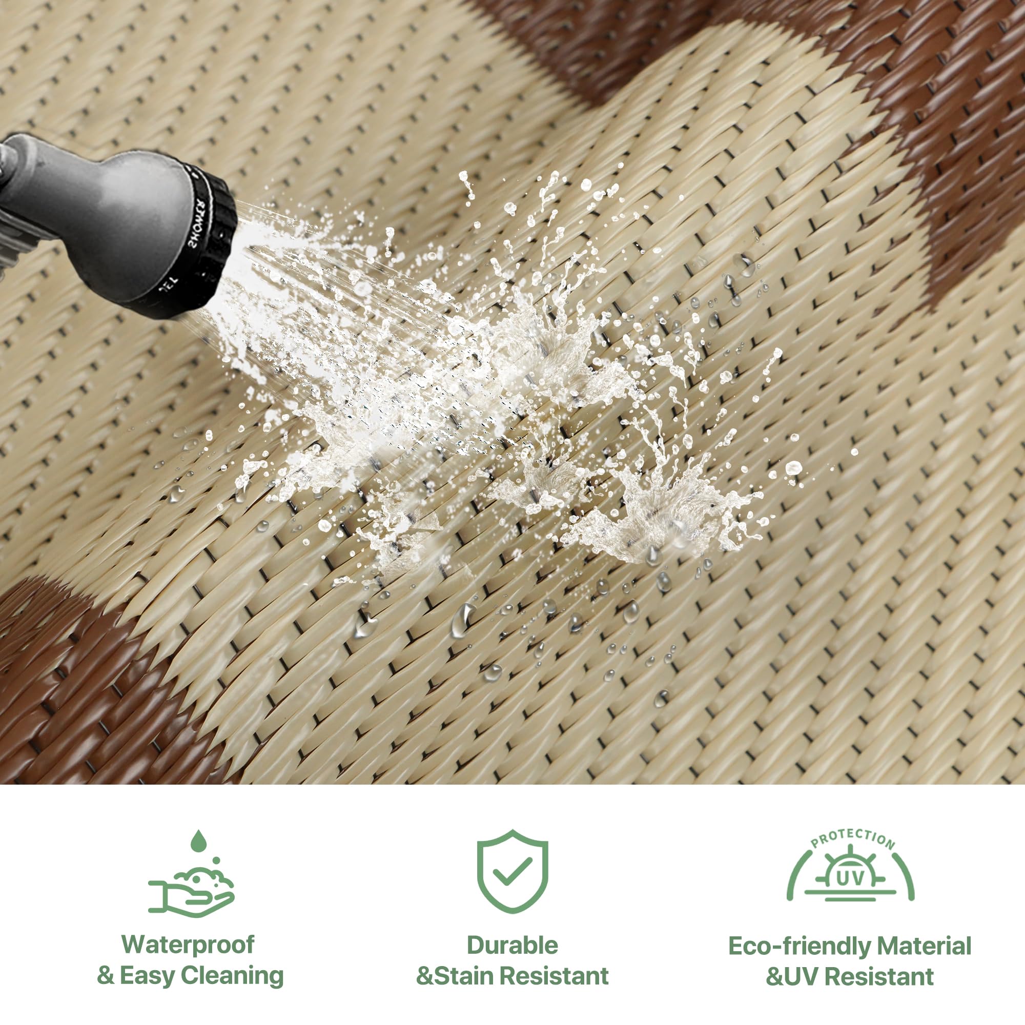 GENIMO Outdoor Rug 6'x9' mocha beige on deck