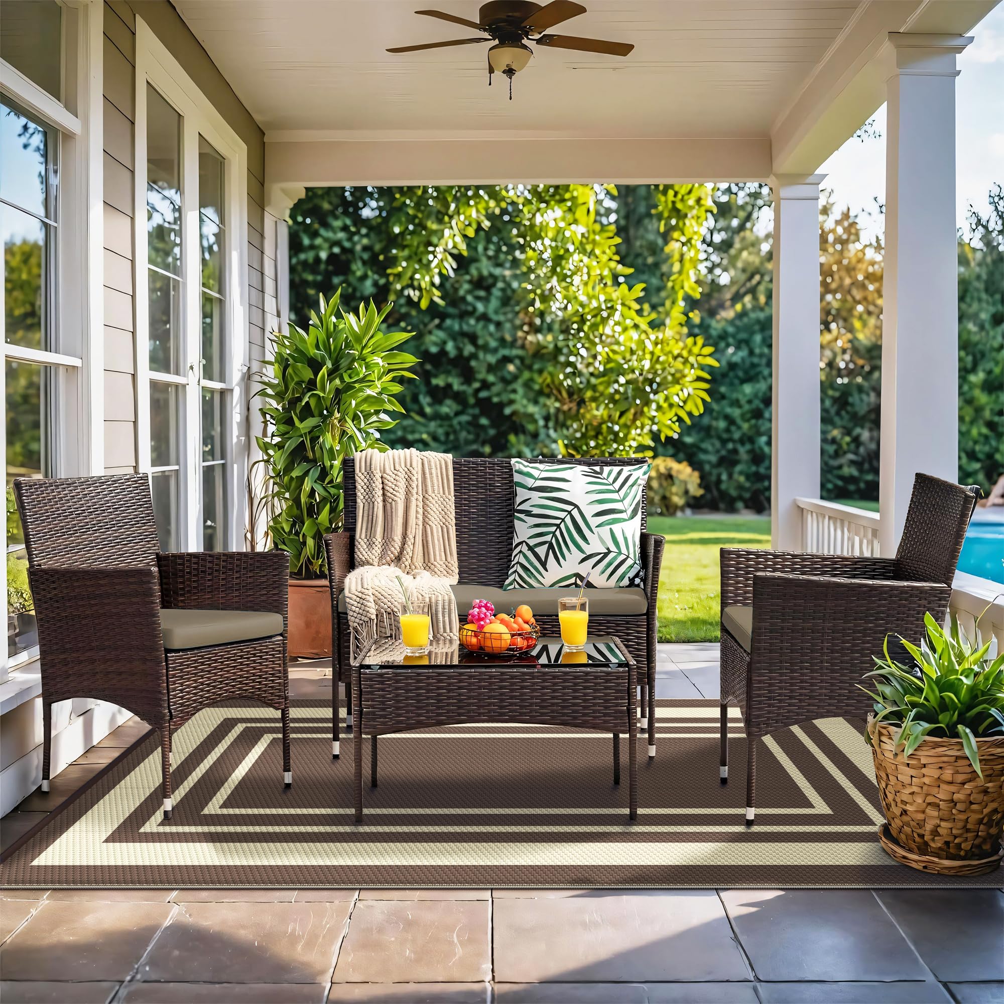 GENIMO Outdoor Rug 6'x9' mocha beige outdoors