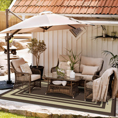 GENIMO Outdoor Rug 6'x9' mocha beige with patio furniture