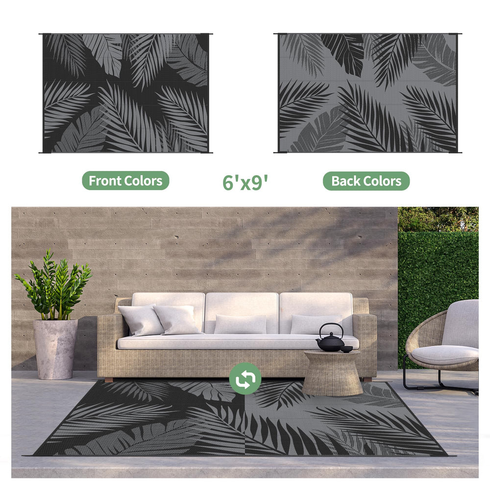 GENIMO Outdoor Rug 6'x9' showing double-sided pattern