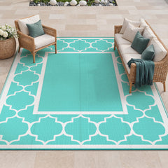 GENIMO Outdoor Rug 8'x10' Aqua Blue front view