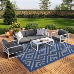 GENIMO Outdoor Rug 8'x10' blue grey front view