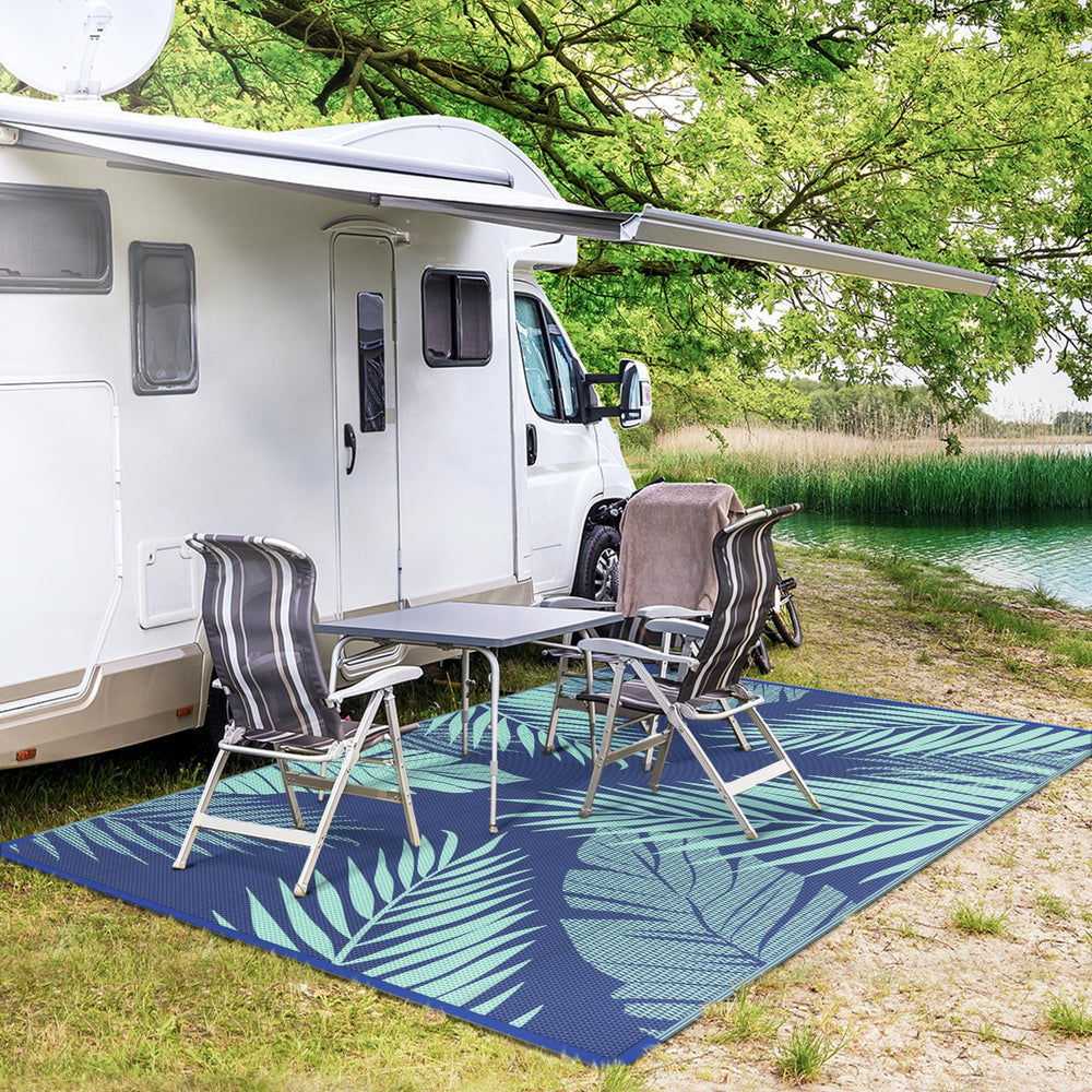 GENIMO Outdoor Rug 8'x10' Navy Green packaging