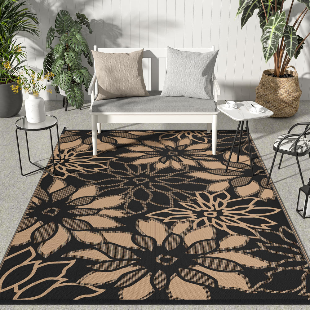 GENIMO Outdoor Rug 8'x10' Onyx Brown front view