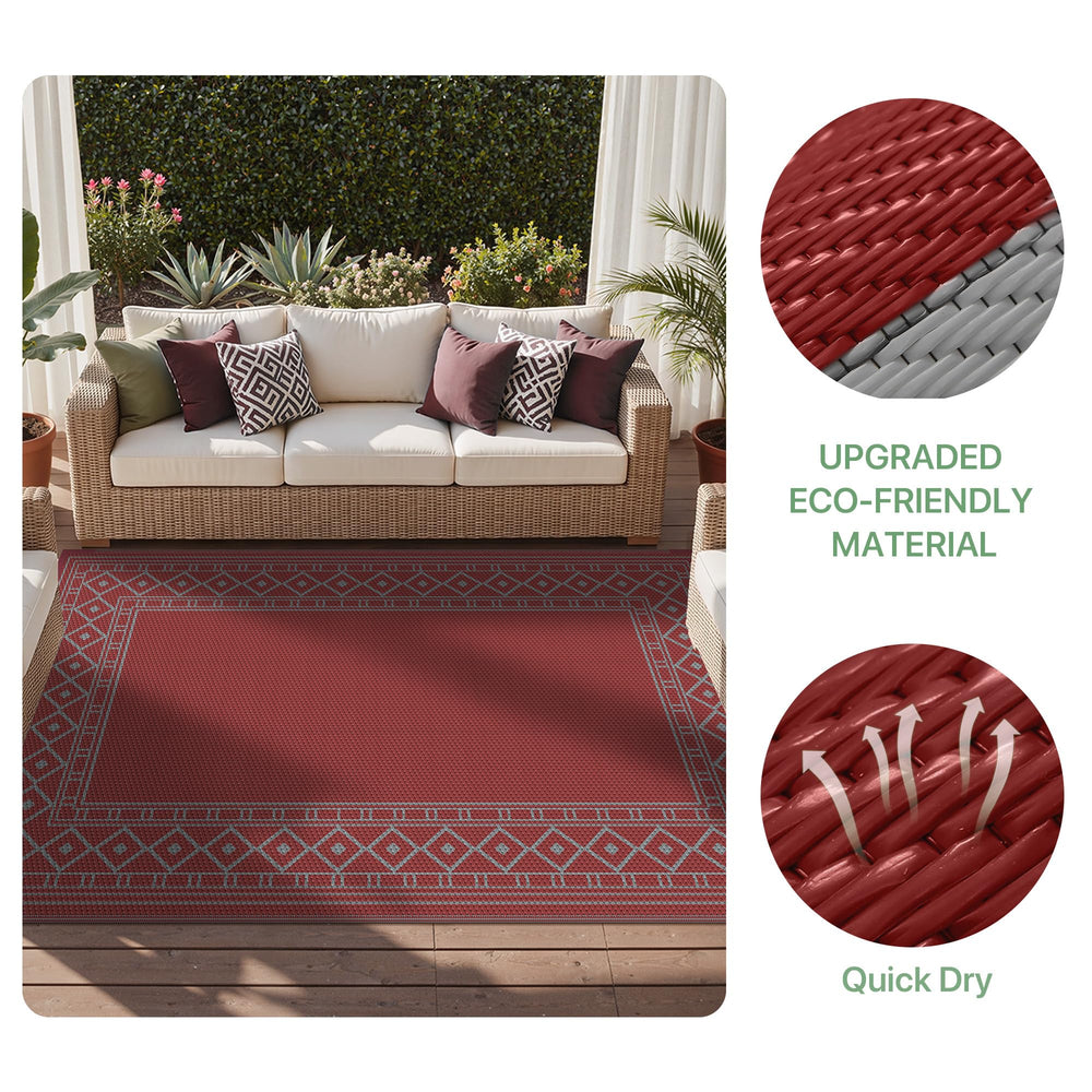 GENIMO Outdoor Rug 8'x10' Red Grey packaging view