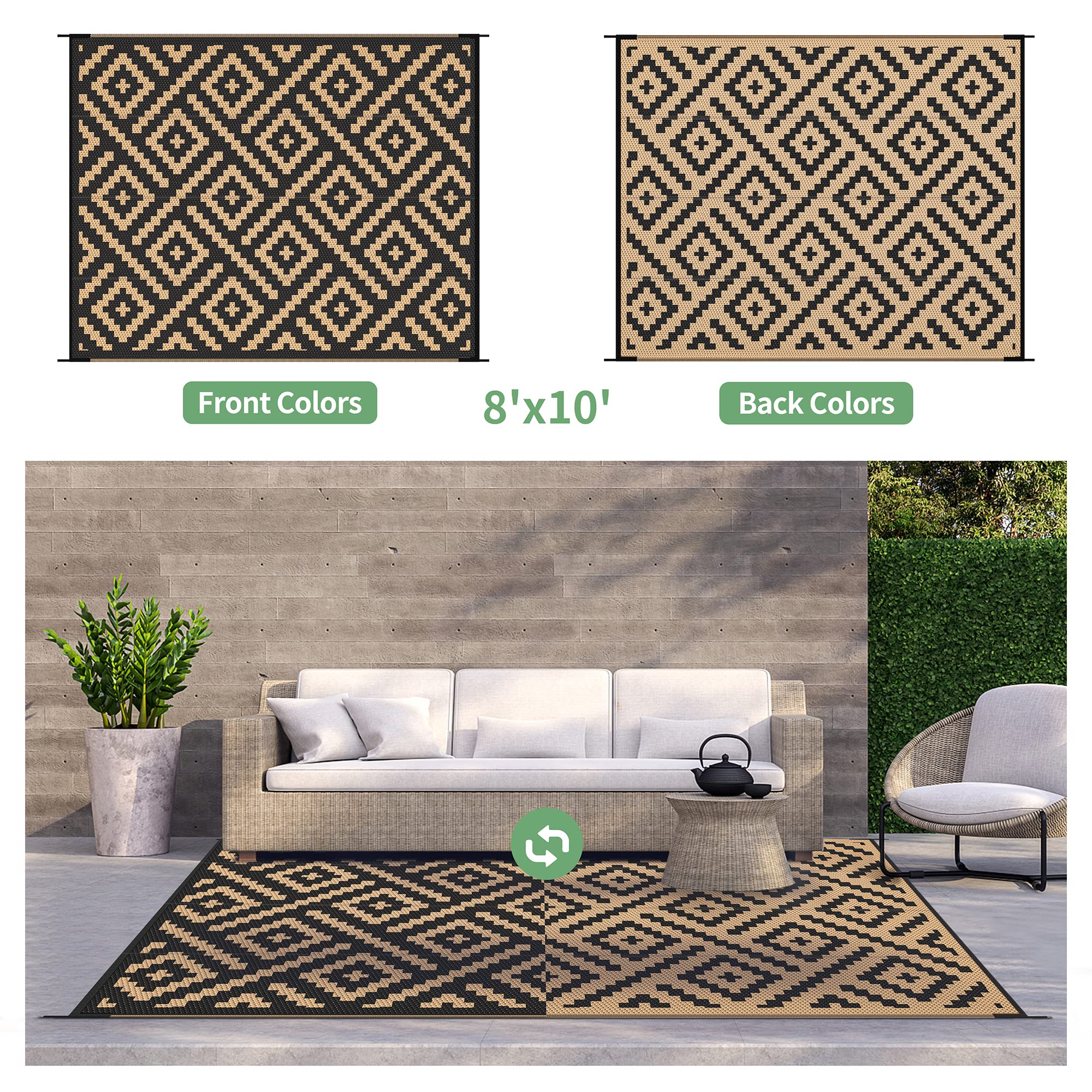 GENIMO Outdoor Rug 8'x10' reversible design