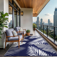 GENIMO Outdoor Rug 9'x12' close-up of palm leaf pattern