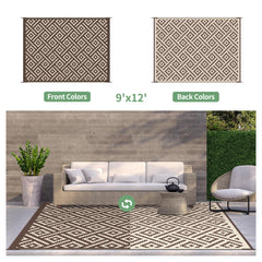 GENIMO Outdoor Rug 9'x12' Coffee Beige side view