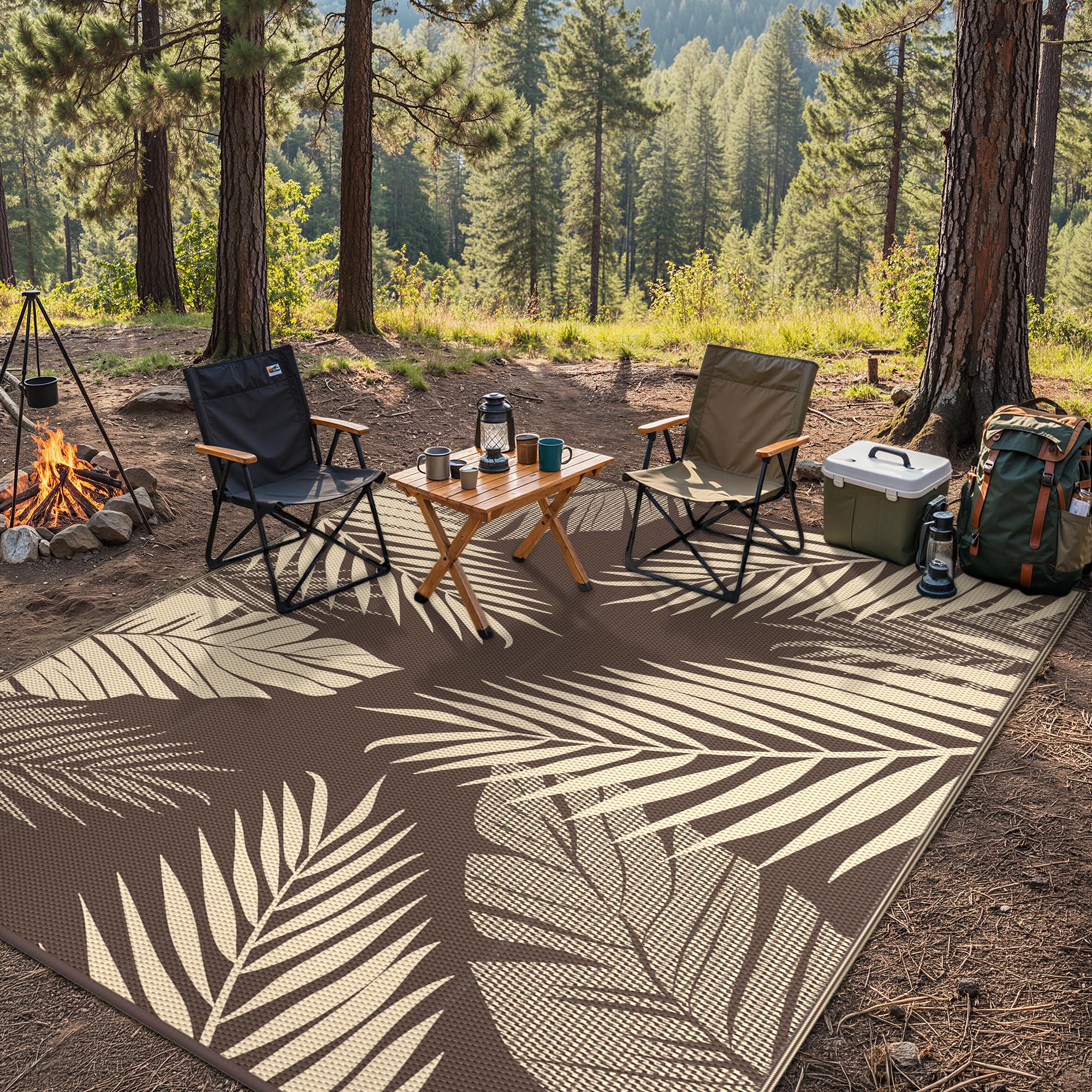 GENIMO Outdoor Rug 9'x12' on picnic setup