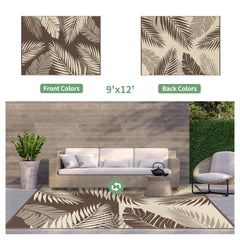 GENIMO Outdoor Rug 9'x12' palm leaf design detail
