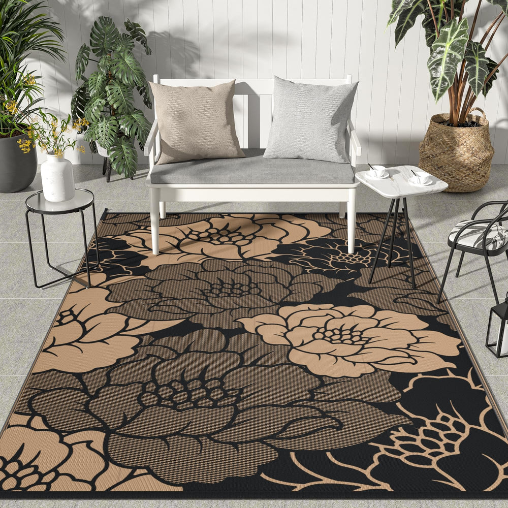 GENIMO Outdoor Rug 9'x12' Raven Brown front view
