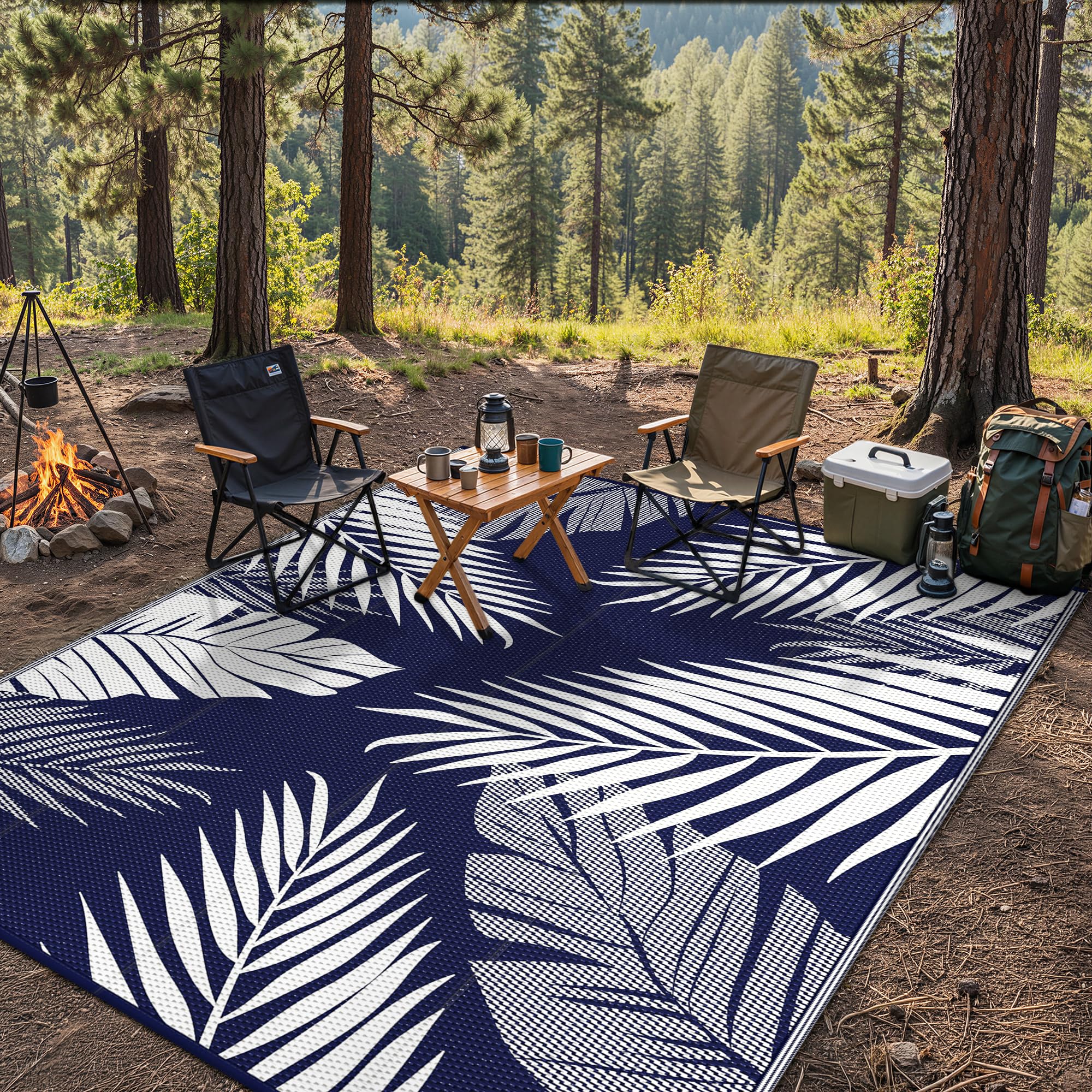 GENIMO Outdoor Rug 9'x12' showcasing its reversible design