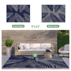 GENIMO Outdoor Rug 9'x12' side view showing double-sided pattern
