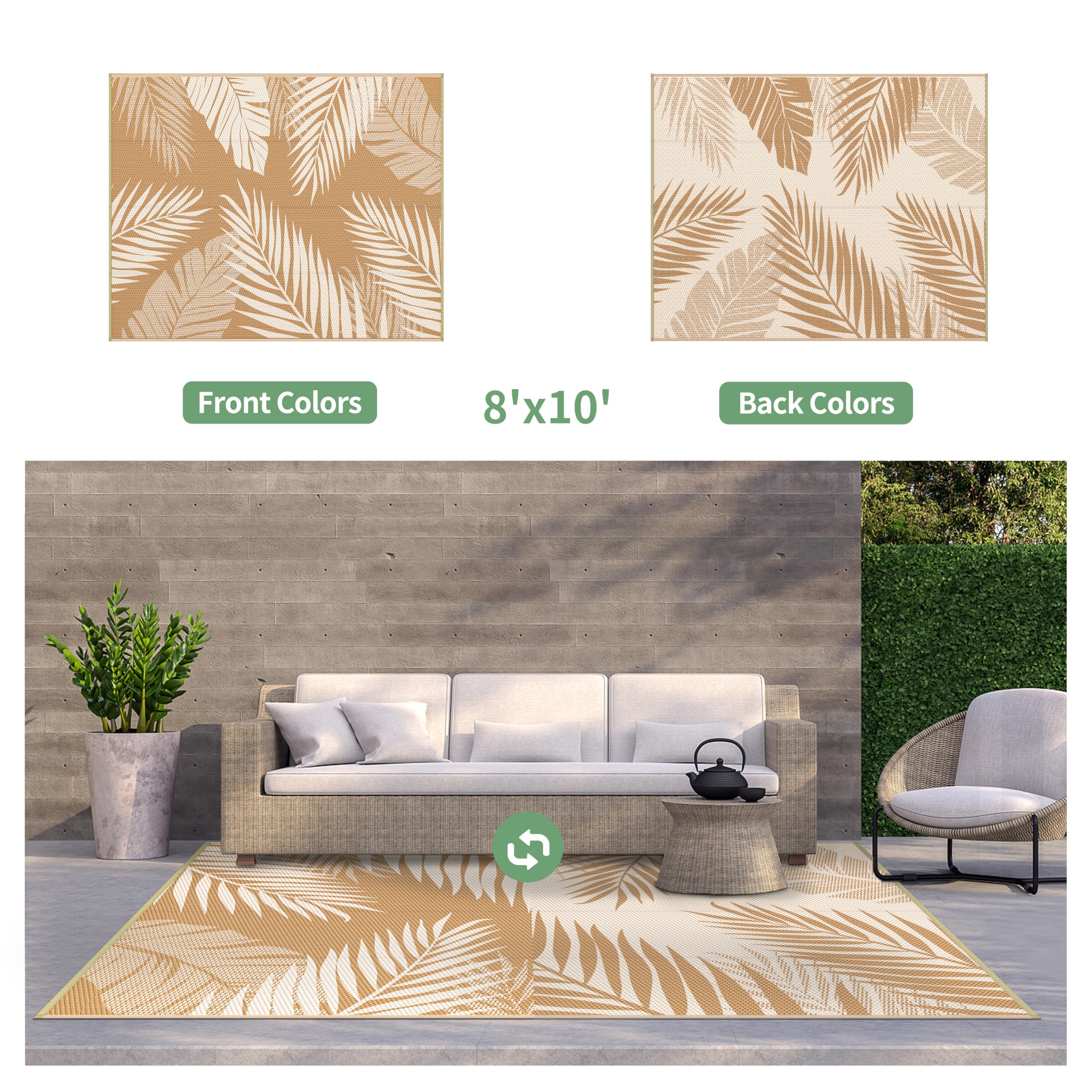 GENIMO Outdoor Rug back view showing double-sided pattern