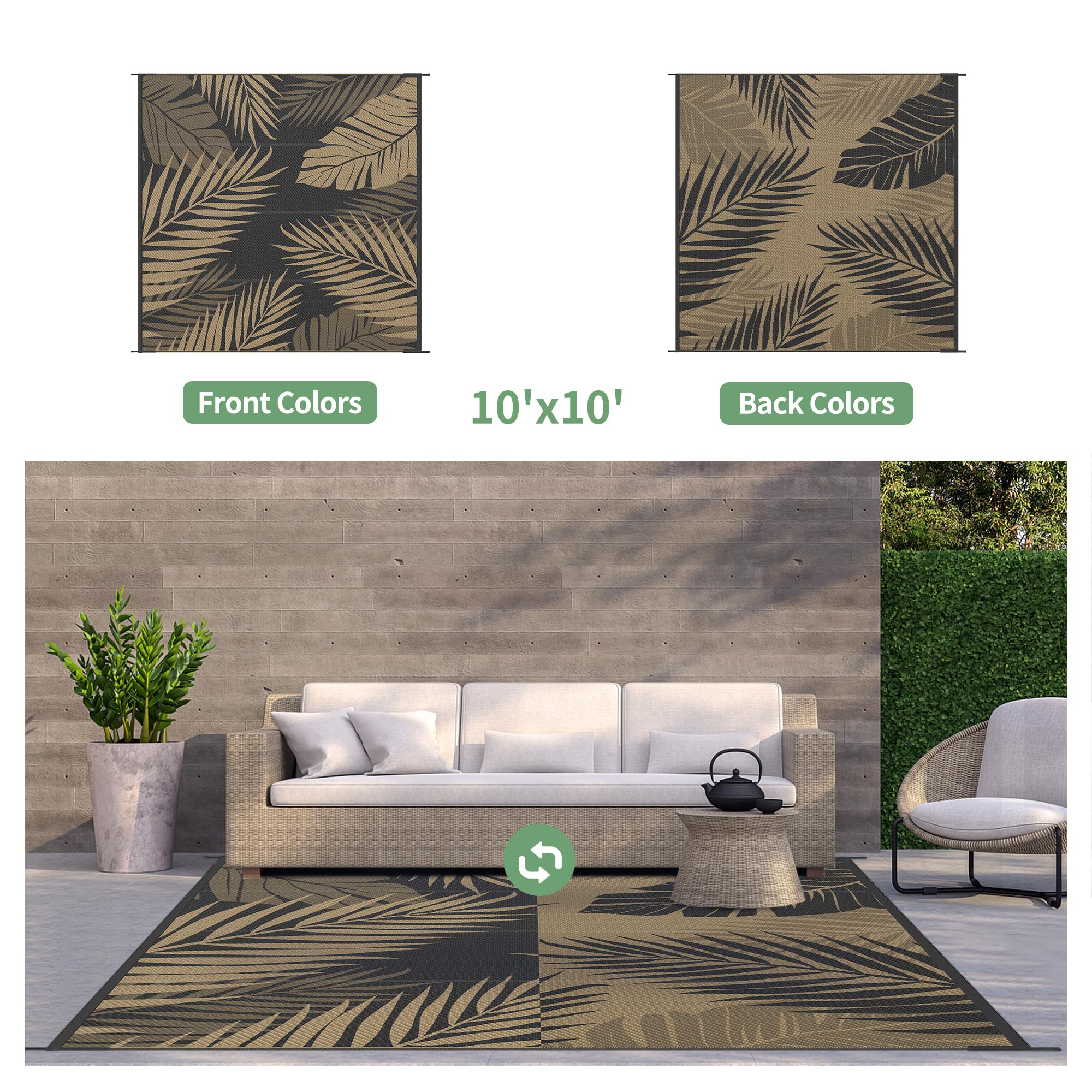 GENIMO Outdoor Rug double-sided palm leaf design