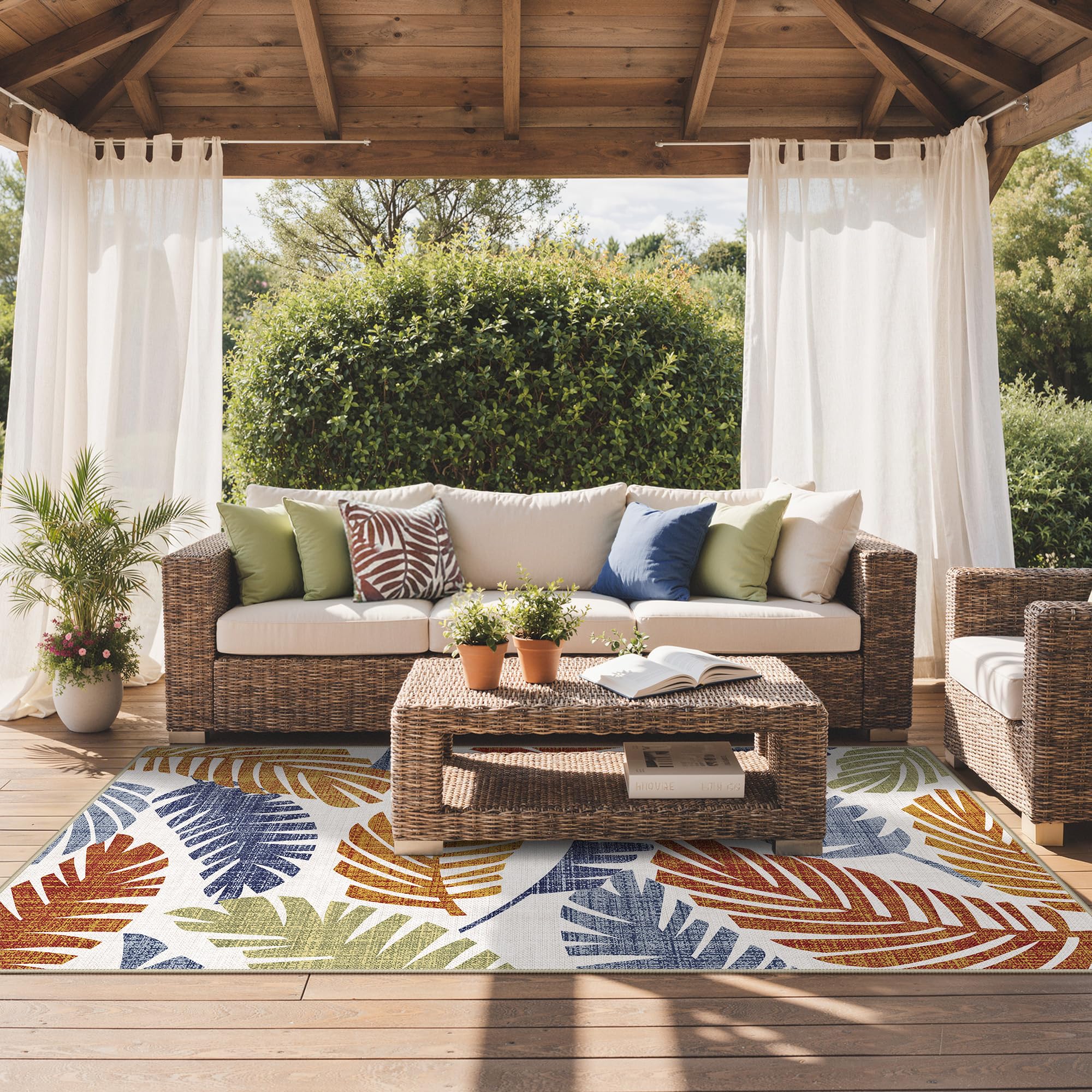 GENIMO Outdoor Rug featuring oversized floral patterns