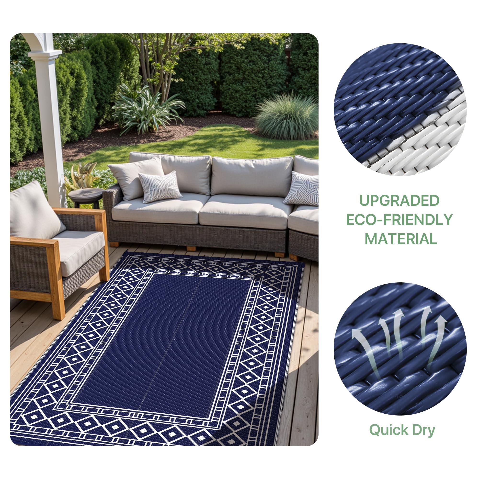 GENIMO outdoor rug folded for space-saving packaging