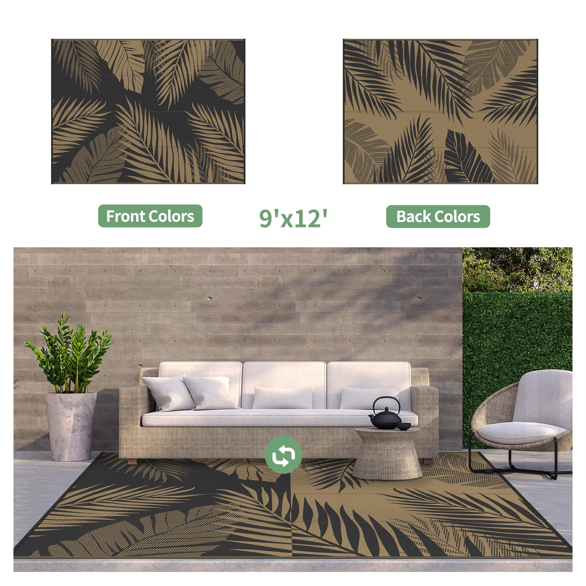 GENIMO outdoor rug folded in carry bag for easy transport