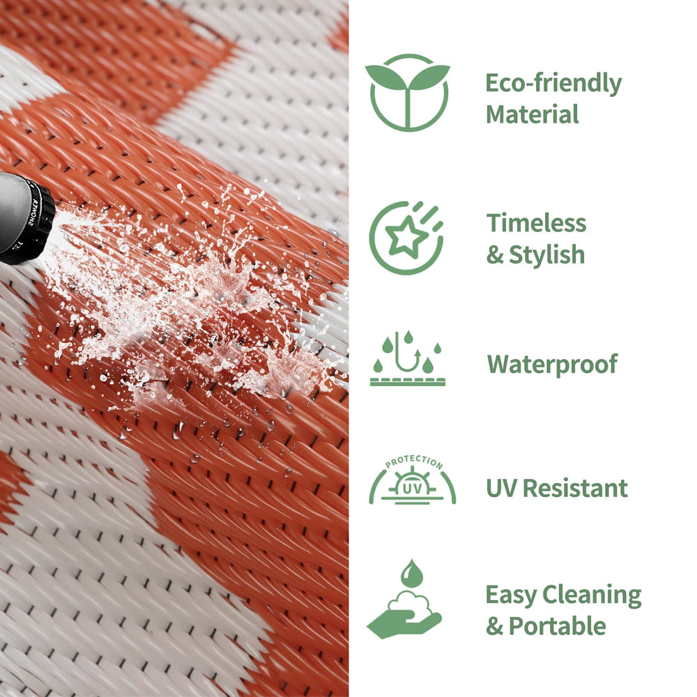 GENIMO Outdoor Rug in a camping setting with a picnic setup