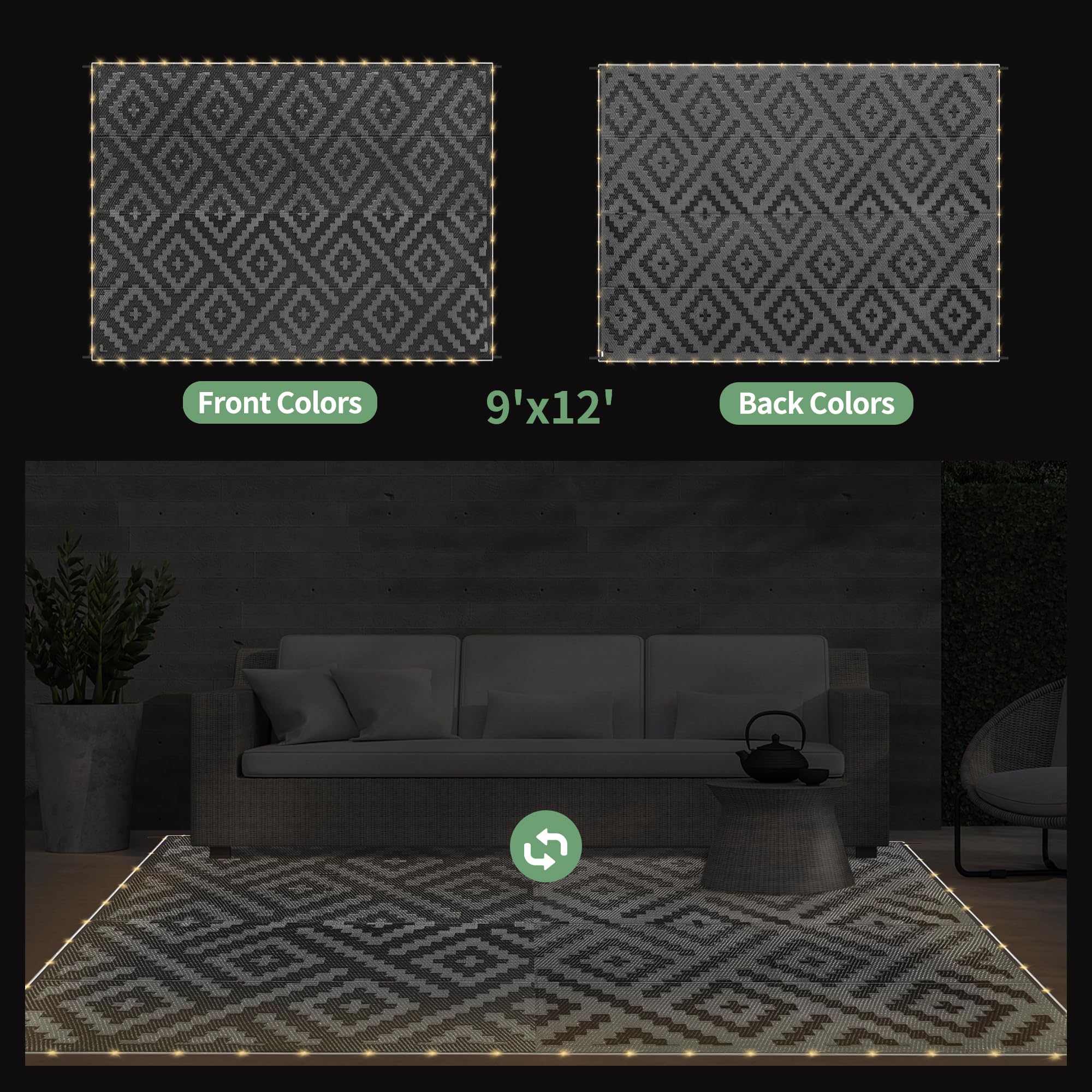 GENIMO outdoor rug in a camping setup