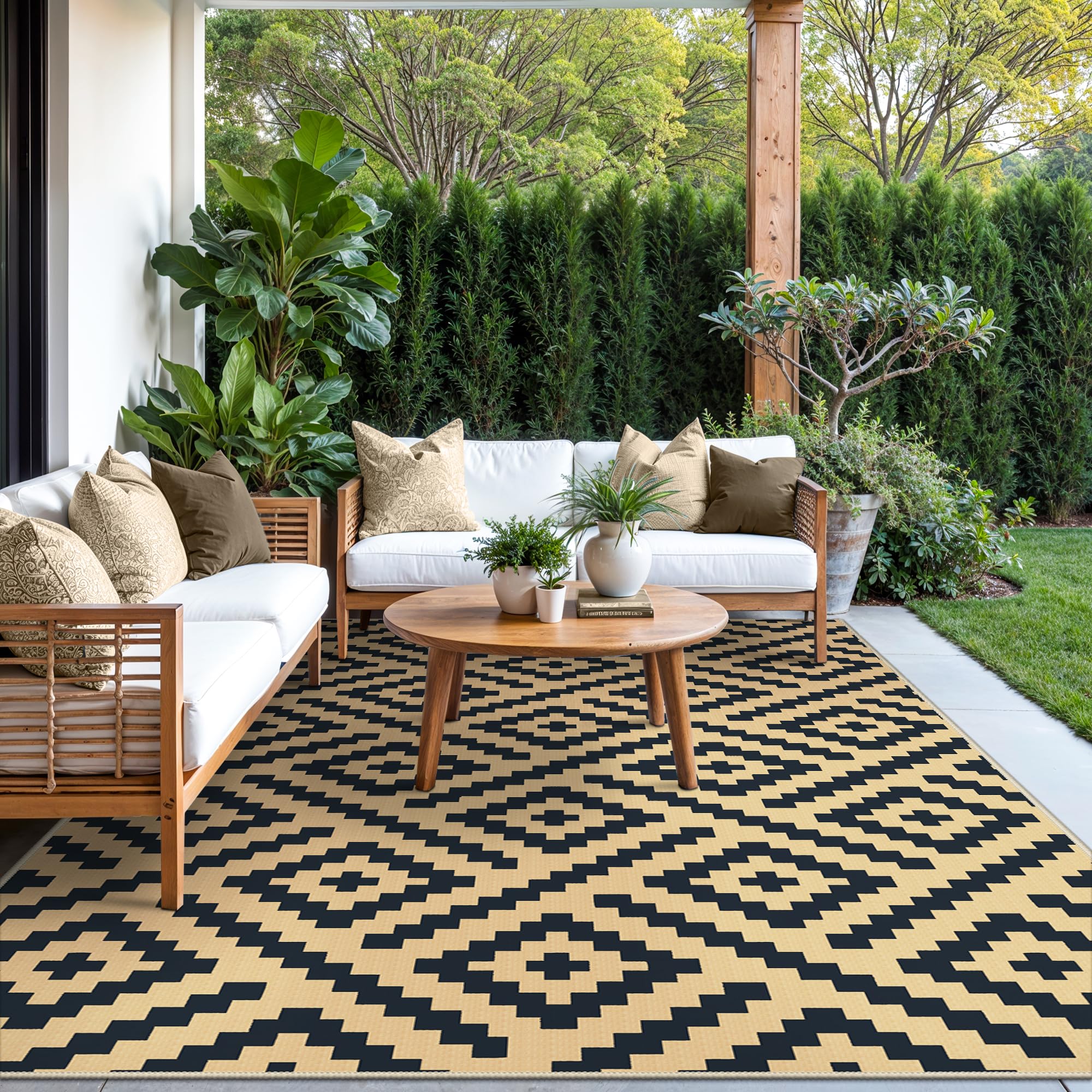 GENIMO Outdoor Rug in a garden setting
