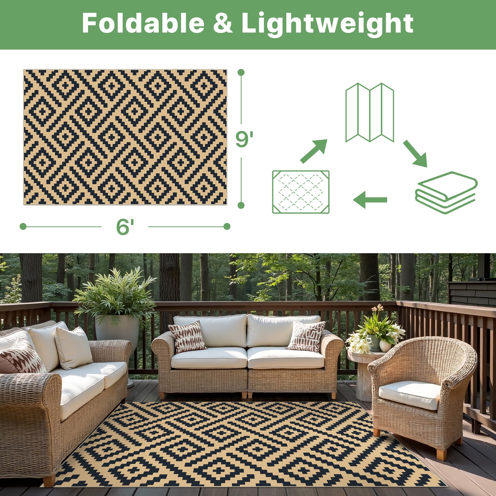 GENIMO Outdoor Rug in a living room setting