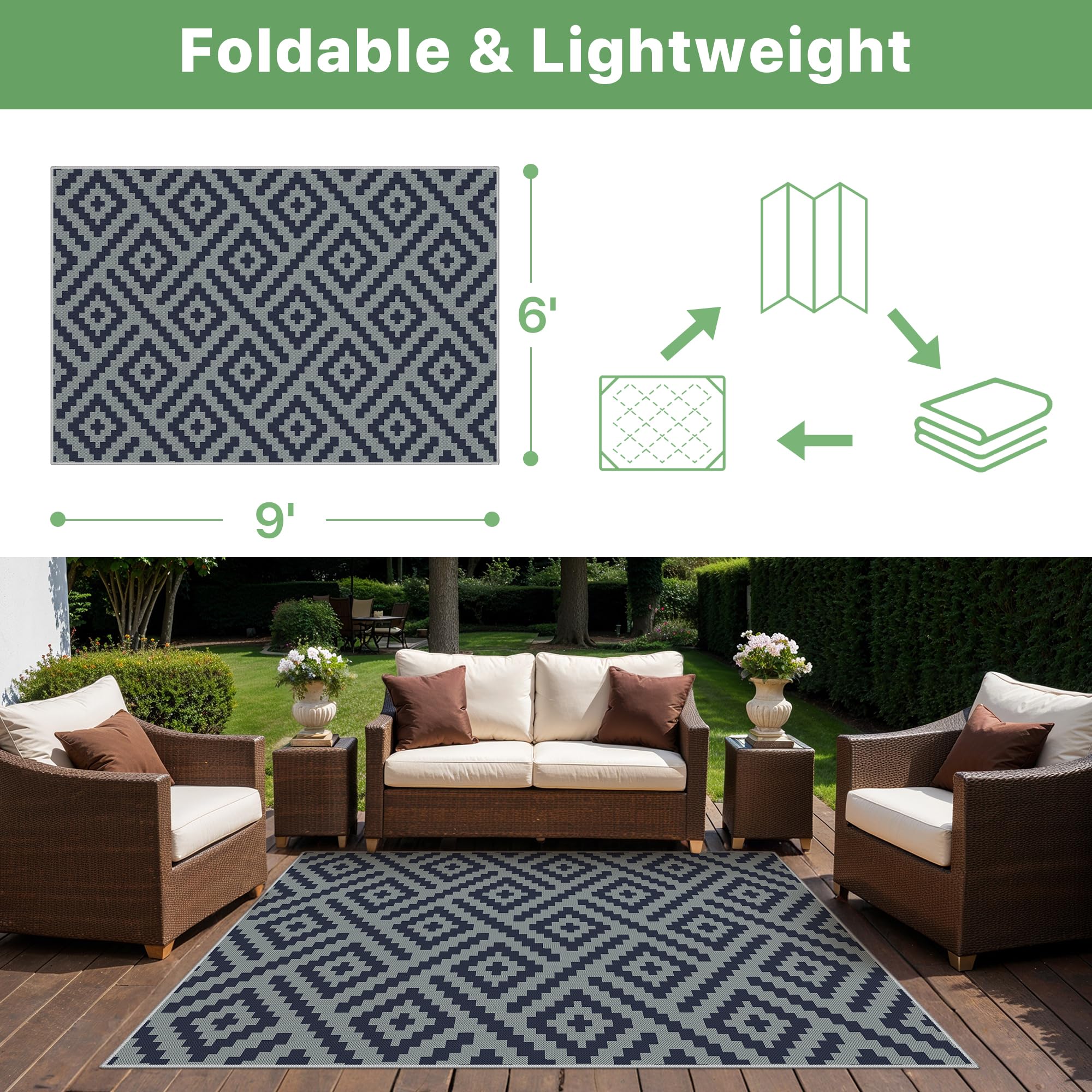 GENIMO Outdoor Rug in living room setup