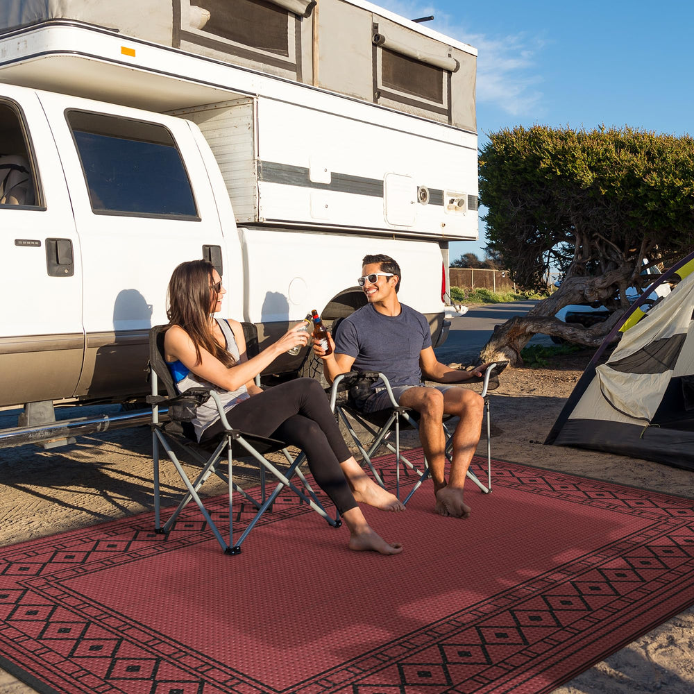 GENIMO Outdoor Rug in outdoor setting with patio furniture