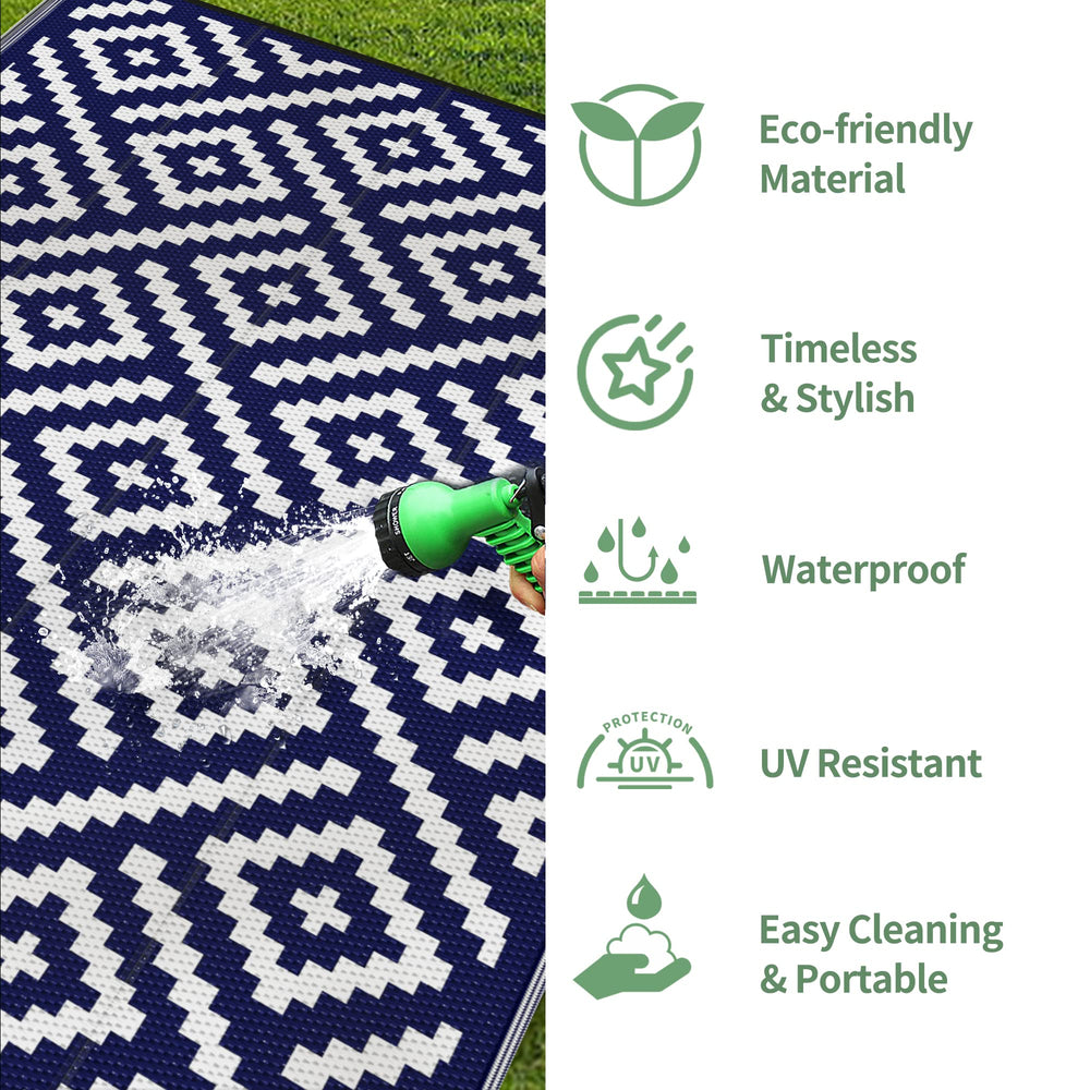 GENIMO outdoor rug in use at a camping site