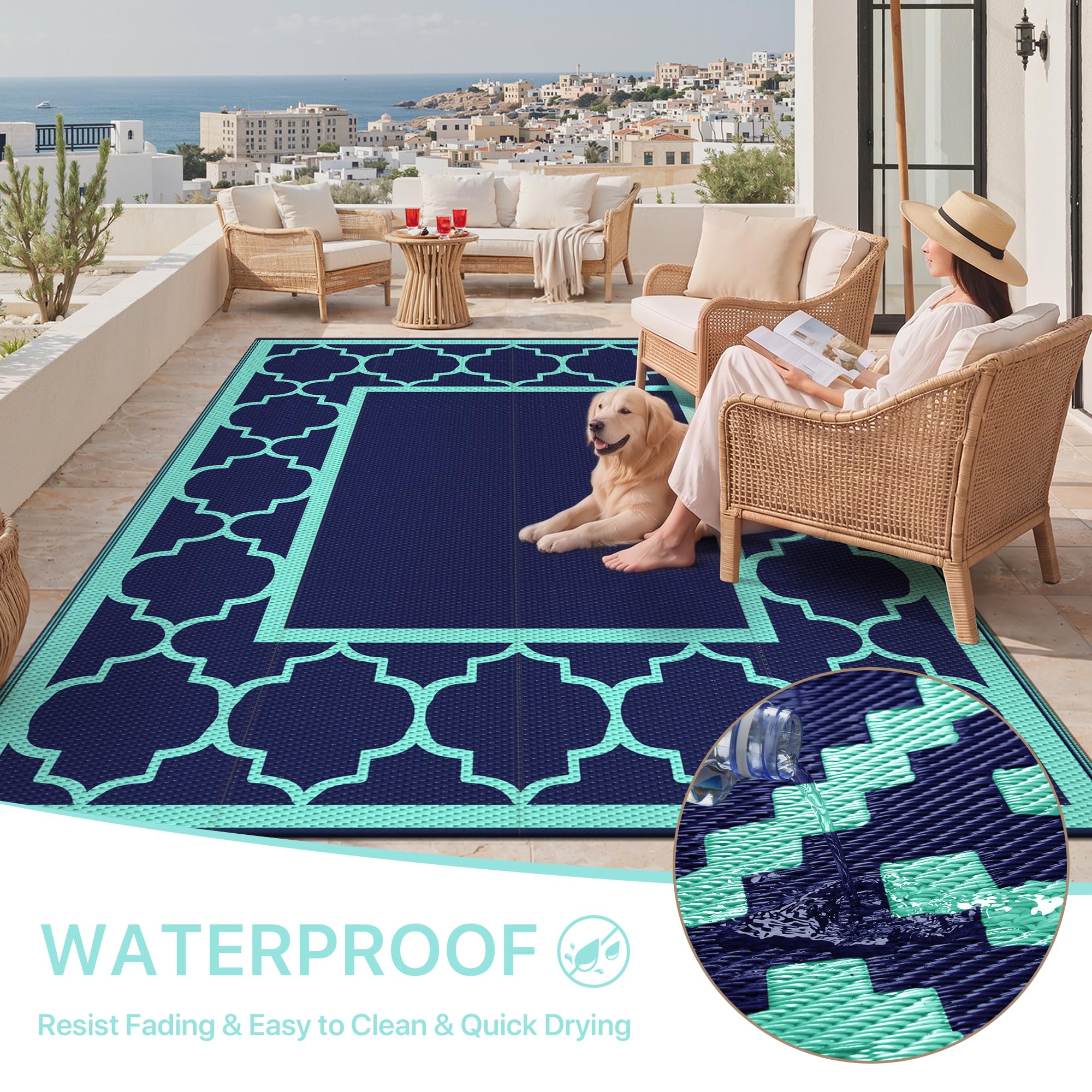 GENIMO Outdoor Rug laid down at a beach